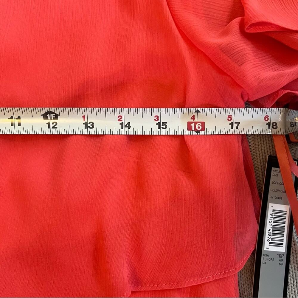 Tahari ASL Women’s Coral Tiered Flutter Sleeve Dress Sz 10P - Picture 6 of 9